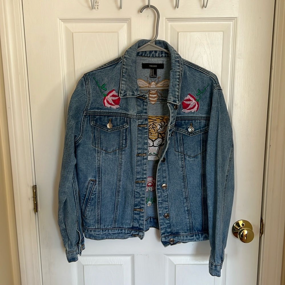 Forever 21 embroidered jean jacket, good quality same owner since new.